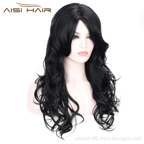 Black Body Wave Fiber Hair Wig Fashion Synthetic Wig Heat Resistant Long Wavy For Party Cosplay Women Wigs